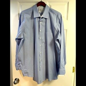 Van Heusen Big Fit Stretch long sleeve dress shirt size 18 1/2 34/35 blue & wht